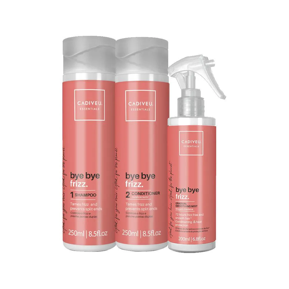 KIT CADIVEU ESSENTIALS BYE BYE FRIZZ - SHAMPOO E CONDICIONADOR E LEAVE-IN