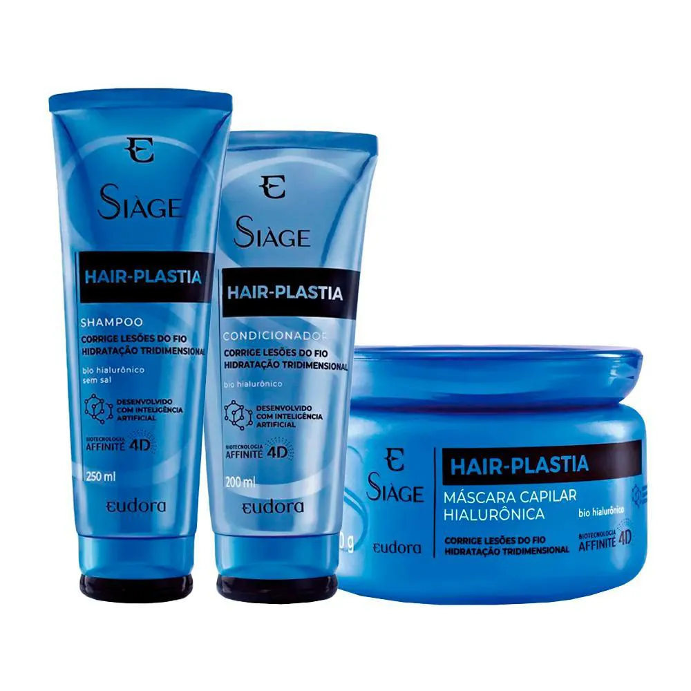 KIT EUD SIáGE HAIR PLASTIA - SHAMPOO E CONDICIONADOR E MáSCARA