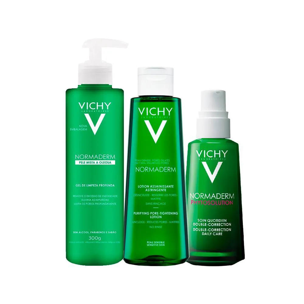 KIT FACIAL VICHY NORMADERM - GEL DE LIMPEZA E TôNICO E SéRUM 50G