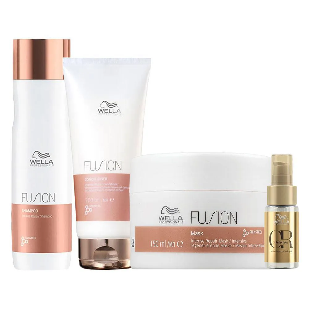 Kit Wella Professionals Fusion Shampoo 250ml + Condicionador 200ml + Máscara 150ml + Óleo Oil Reflections 30ml