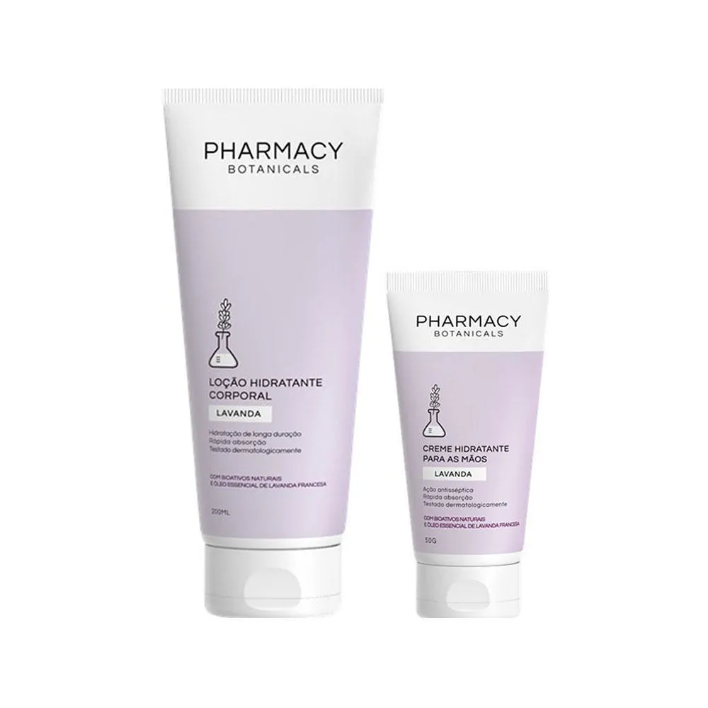 KIT PHARMACY BOTANICALS CREME PARA MãOS LAVANDA 50G E LOçãO CORPORAL LAVANDA 200ML