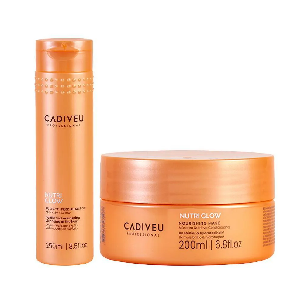 KIT TRATAMENTO NUTRITIVO CADIVEU PROFESSIONAL NUTRI GLOW - SHAMPOO E MáSCARA NUTRITIVA