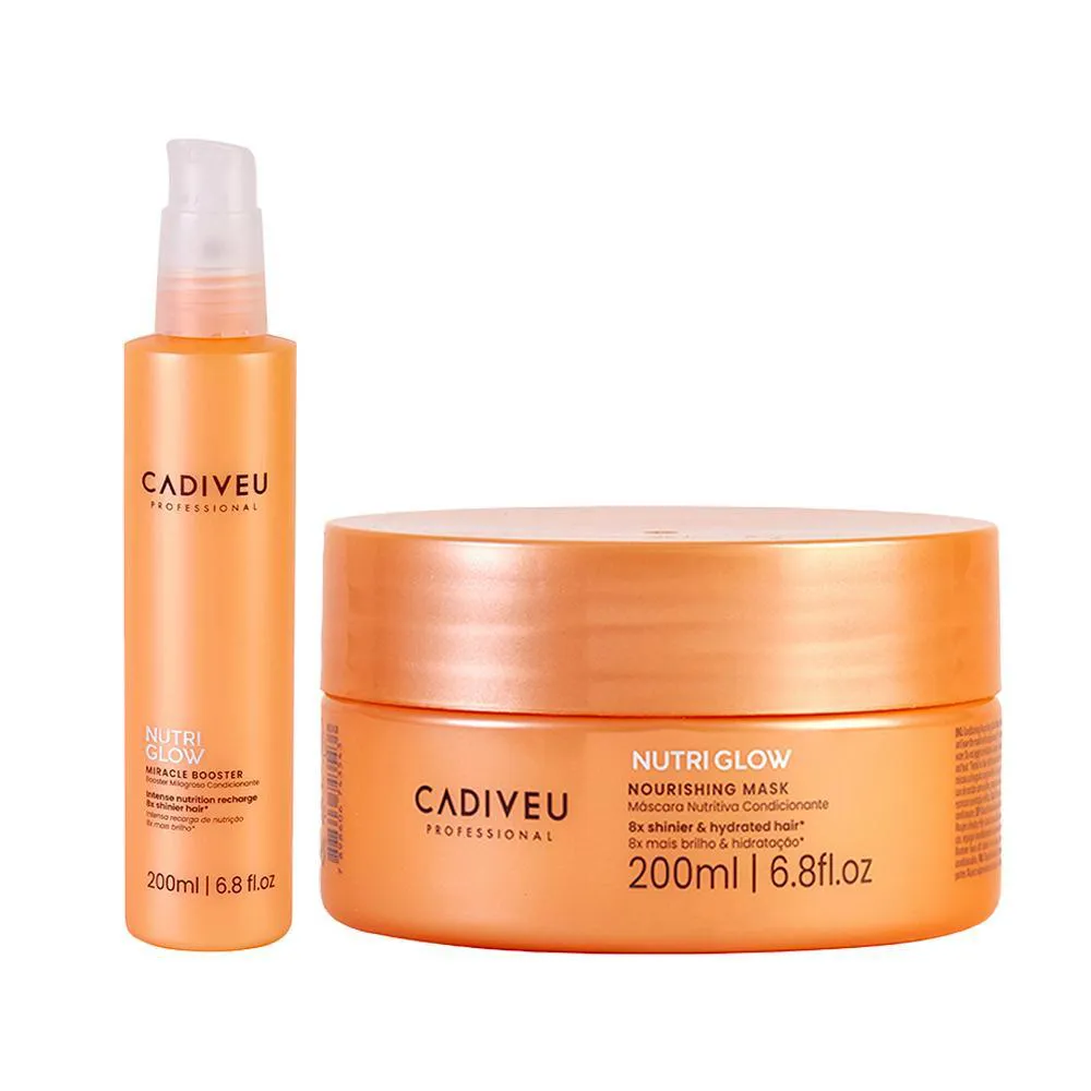 KIT NUTRIçãO INTENSIVA CADIVEU PROFESSIONAL NUTRI GLOW - MáSCARA NUTRITIVA E BOOSTER MILAGROSO 200ML