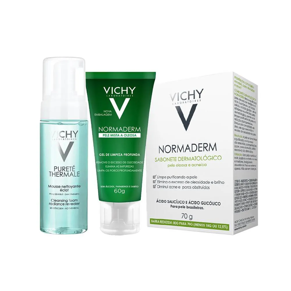 KIT VICHY NORMADERM - GEL 60G + SABONETE 70G + ESPUMA 150ML
