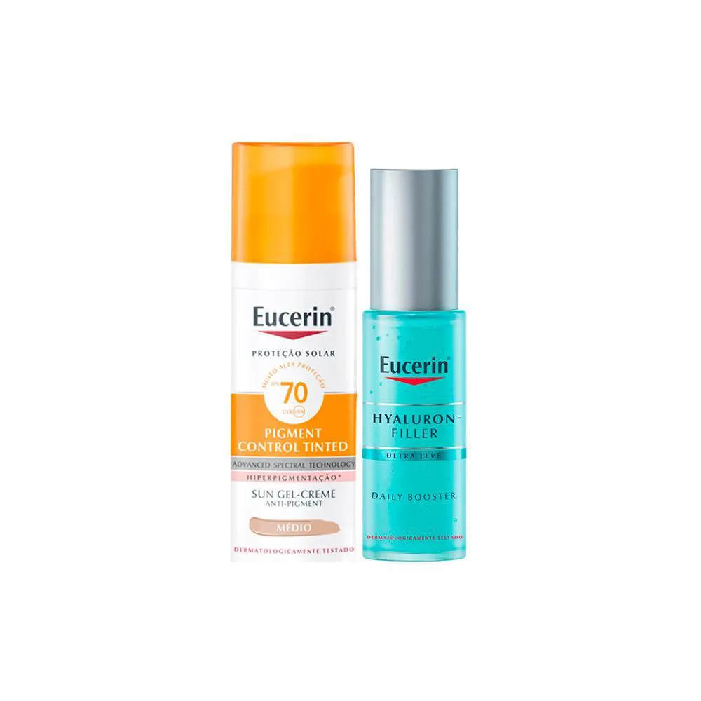 KIT EUCERIN - PROTETOR SOLAR FACIAL MATTE FPS 70 MéDIA E GEL FACIAL HIDRATANTE
