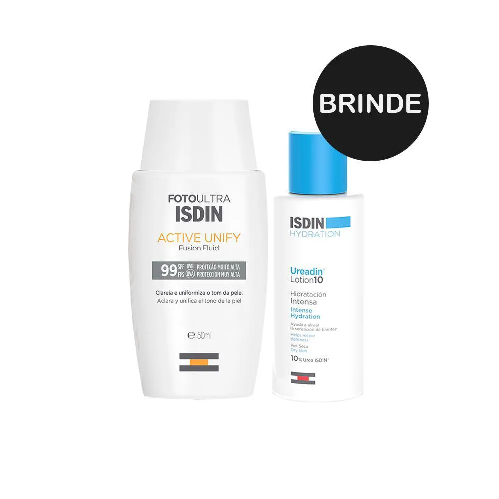 ISDIN FOTO ULTRA ACTIVE UNIFY CLAREADOR FACIAL FPS 99 50ML + BRINDE ISDIN UREADIN 10 LOçãO HIDRATANTE CORPORAL 100ML
