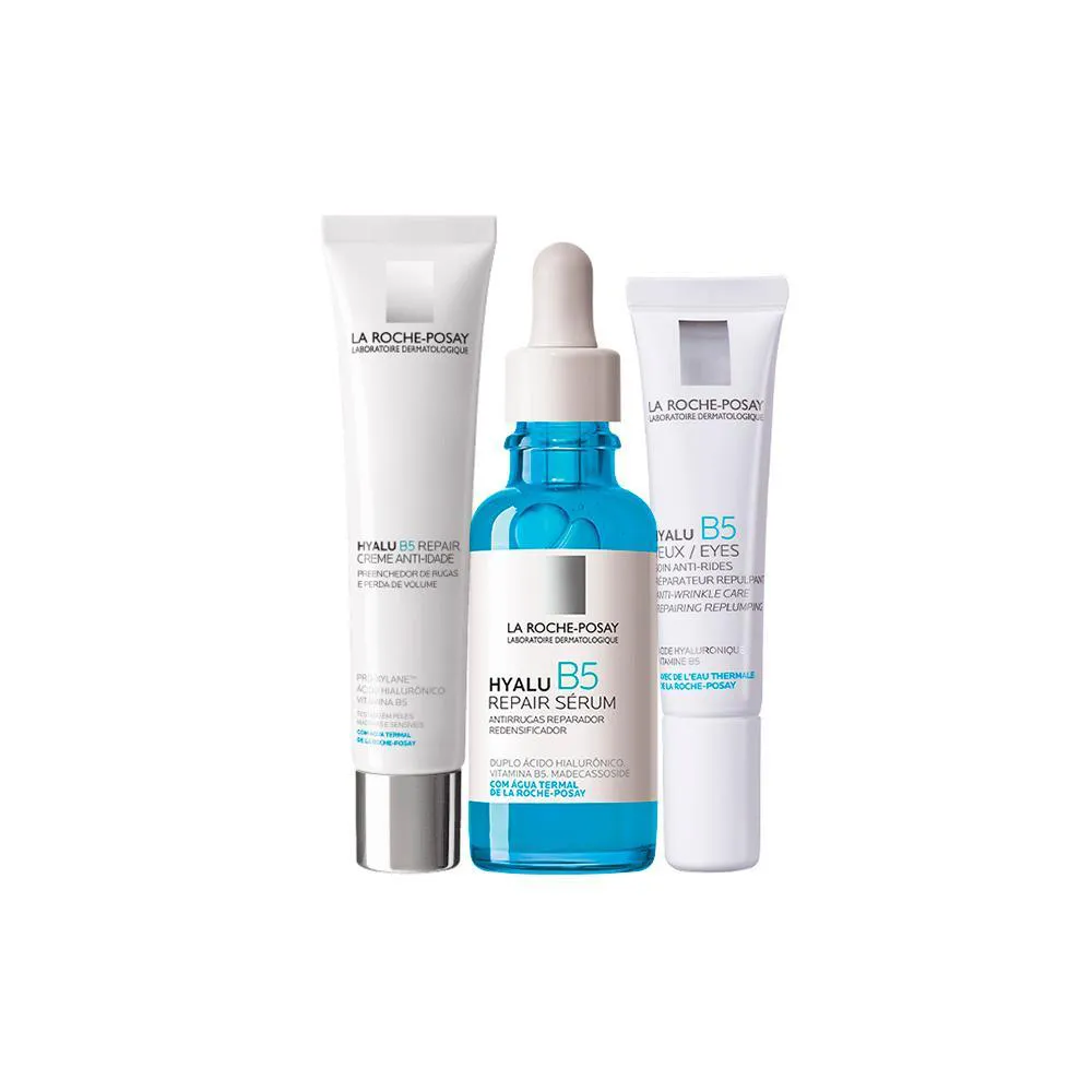 KIT FACIAL LA ROCHE-POSAY HYALU B5 - CREME E CREME PARA OS OLHOS E SéRUM ANTI-IDADE 30ML