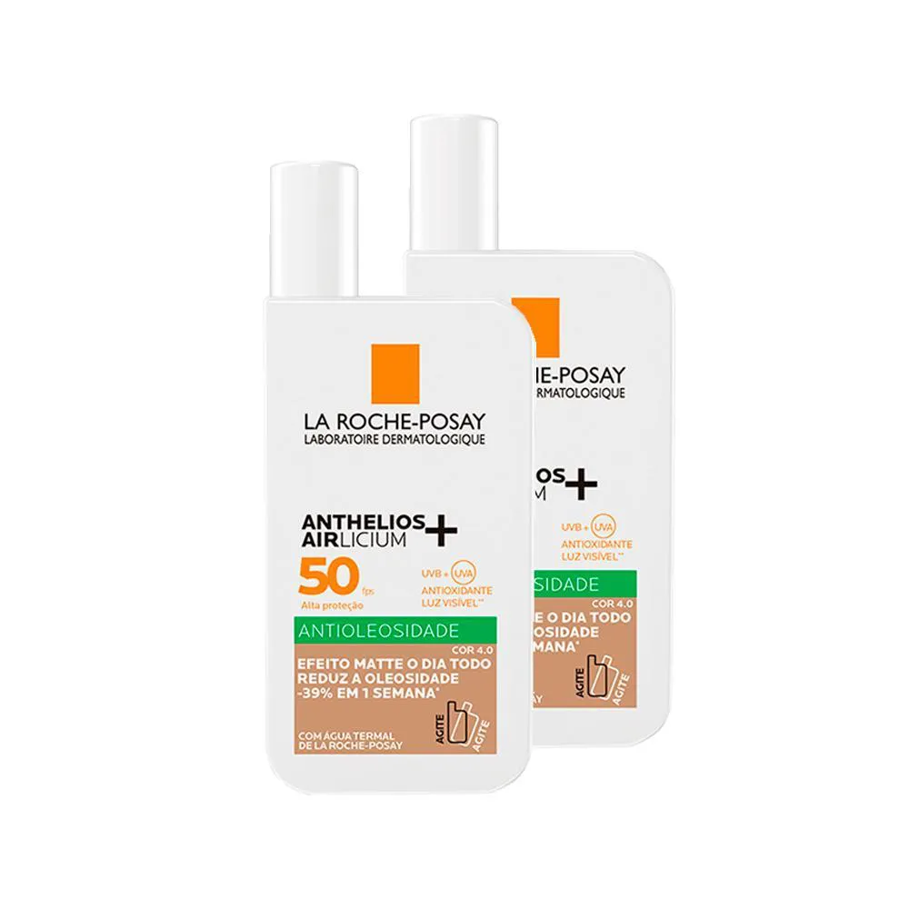 KIT ANTIOLEOSIDADE LA ROCHE-POSAY - 2 PROTETORES SOLAR ANTHELIOS AIRLICIUM FPS 50 COR 4.0 40 ML