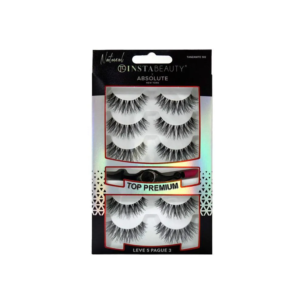 ABSOLUTE NEW YORK PACK TANJANITE 502 CíLIOS POSTIçOS LONGO NATURAL PRETO 5 PARES