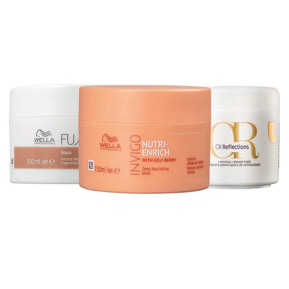 Kit Wella Professionals Máscaras Cronograma Capilar Nutri - Enrich 150ml + Fusion 150ml + Oil Reflections 150ml