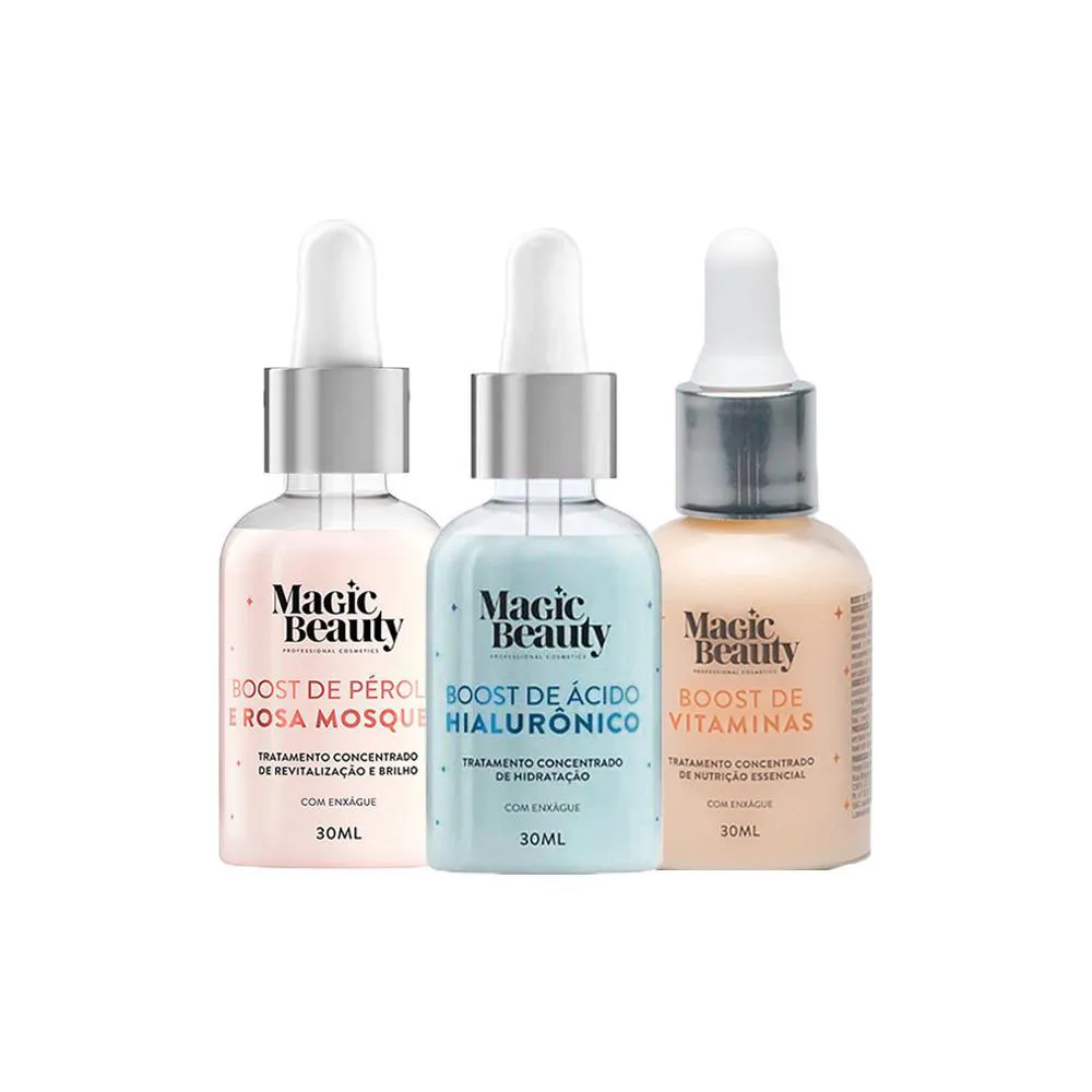 KIT MAGIC BEAUTY - BOOSTER DE VITAMINA  E BOOSTER DE ÁCIDO HIALURôNICO E BOOSTER