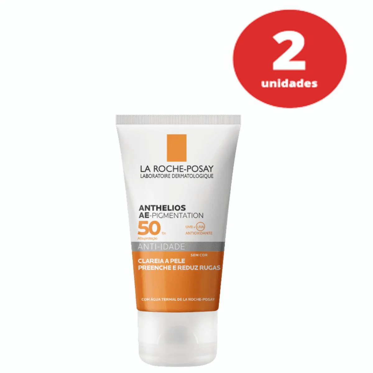 KIT C/2 PROT SOLAR CLAREADOR LA ROCHE-POSAY ANTHELIOS AE-PIGMENTATION FPS50 SEM COR 40G