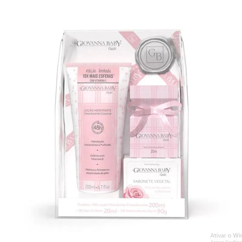 KIT DEO COLôNIA 20ML + LOçãO HIDRATANTE 200ML + SABONETE VEGETAL 90GR GIOVANNA BABY CLASSIC
