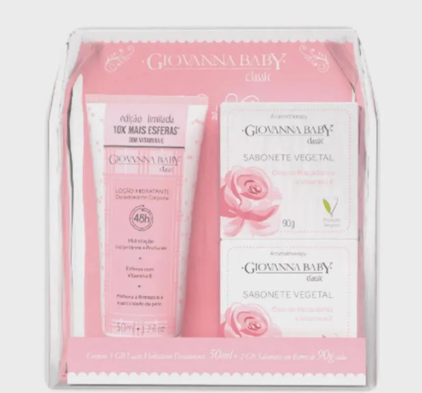 KIT GIOVANNA BABY CLASSIC LOçãO HIDRATANTE 50G + 2 SABONETES EM BARRA 90G