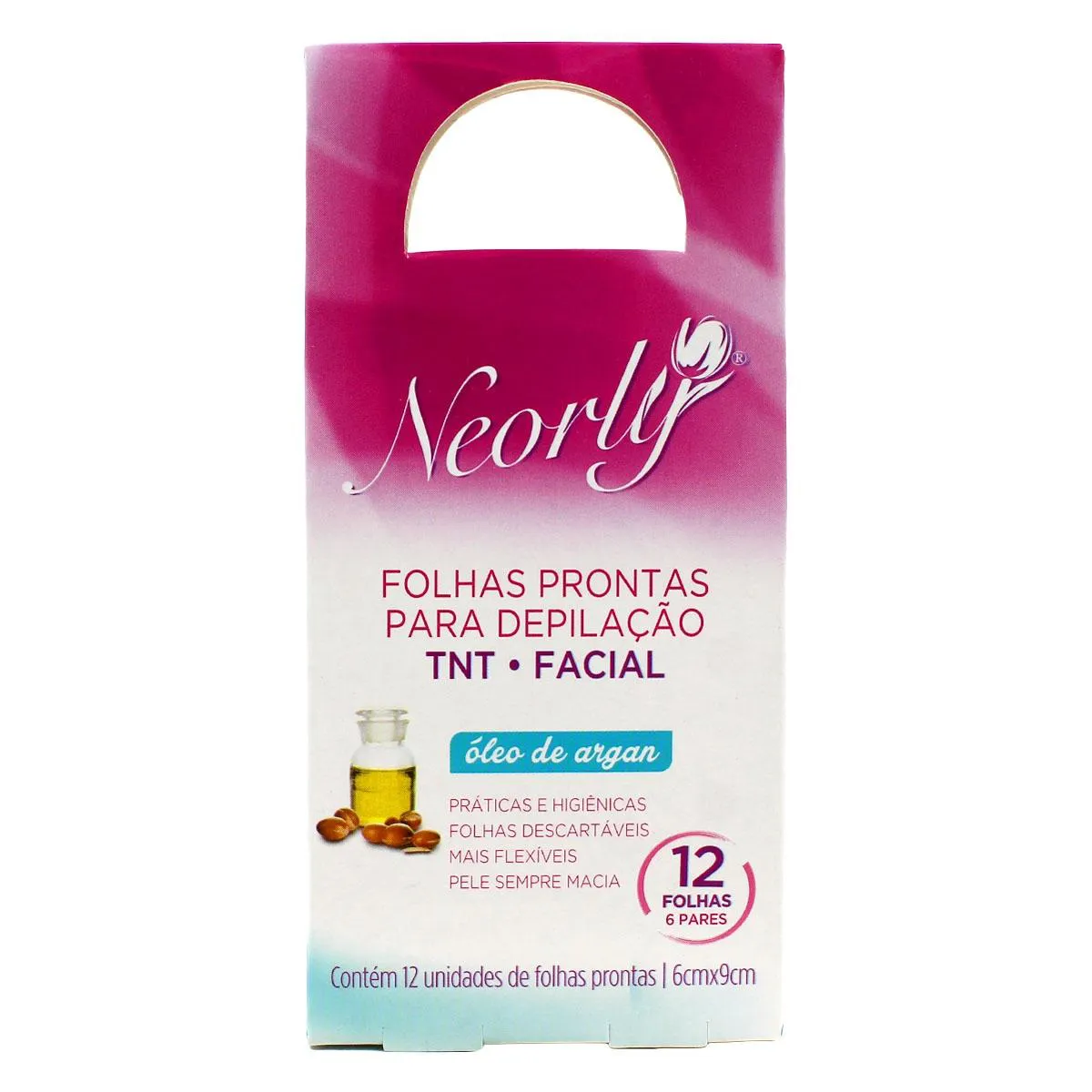 FOLHAS PRONTAS P/DEPILAÇÃO TNT FACIAL ÓLEO DE ARGAN 6 PARES NEORLY