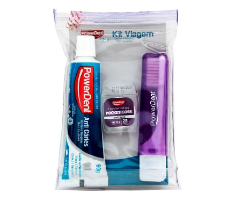 KIT VIAGEM POWERDENT CREME DENTAL+ ESCOVA+ FIO DENTAL | Droga Raia