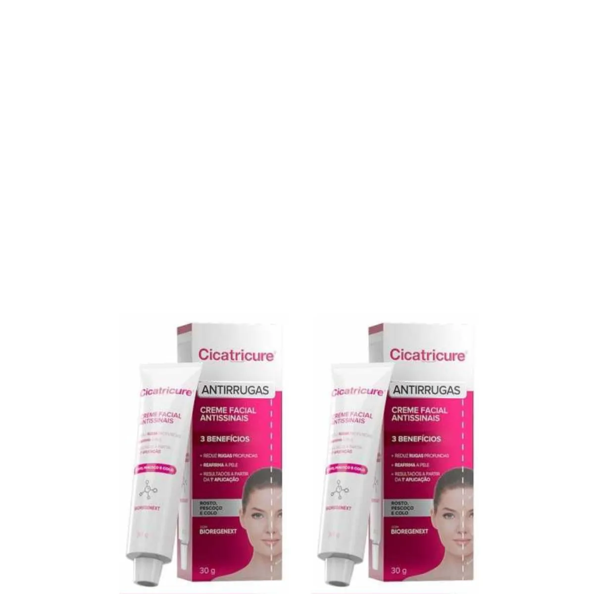 KIT 2 CICATRICURE CREME FACIAL ANTISSINAIS 30G