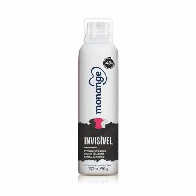 Desodorante Antitranspirante Aerosol Monange Invisible Feminino Sem Álcool 48h 150ml