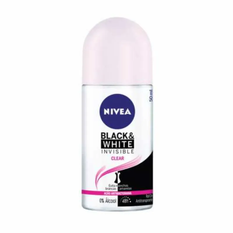 Desodorante Antitranspirante Roll-On Nivea Invisible Black & White Clear Feminino 50ml