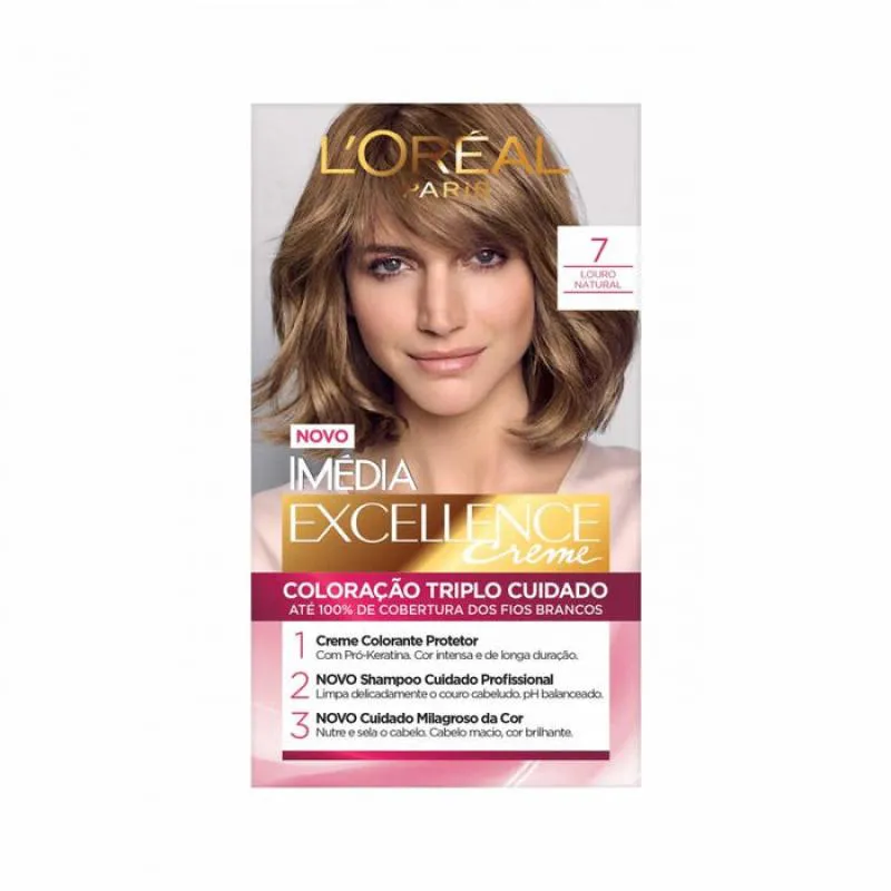 TINTURA IMÉDIA EXCELLENCE CREME L`ORÉAL PARIS - COR 7 LOURO NATURAL