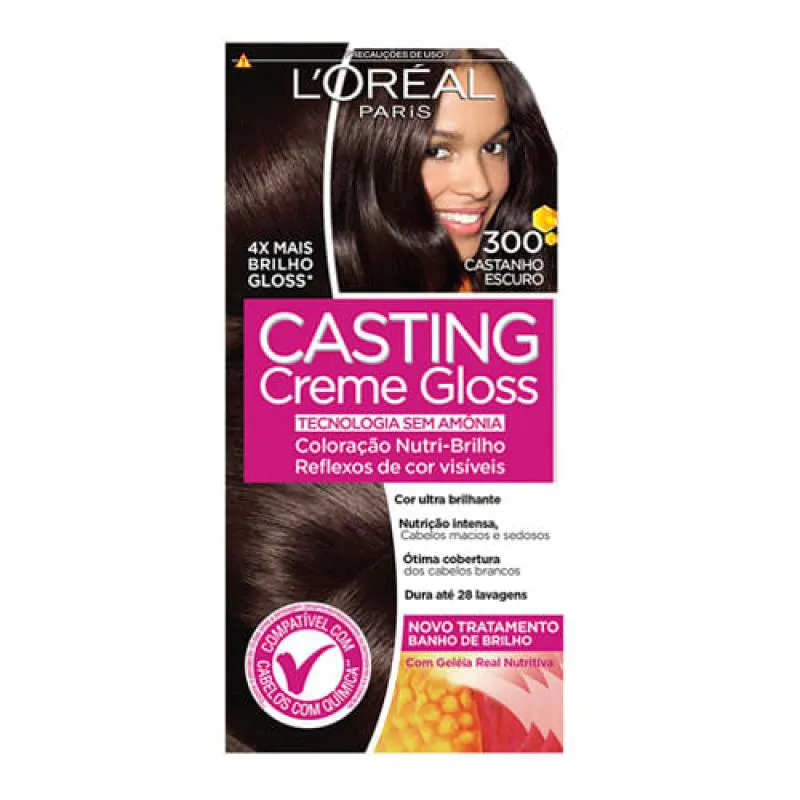 COLORAÇÃO CASTING CREME GLOSS L´ORÉAL PARIS - 300 CASTANHO ESCURO
