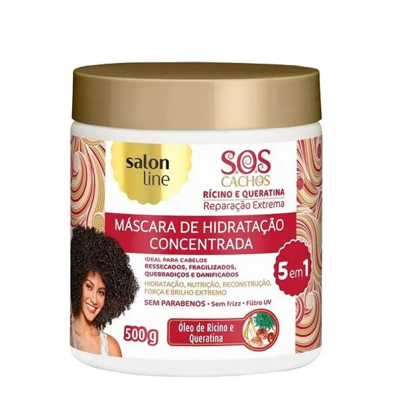 MÁSCARA SALON LINE S.O.S CACHOS RICINO E QUERATINA 500G