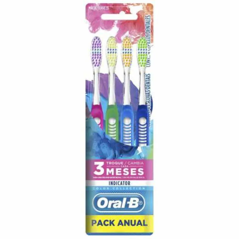 ESCOVA DE DENTE ORAL-B INDICATOR COLOR COLLECTION 4 UNIDADES | Droga Raia