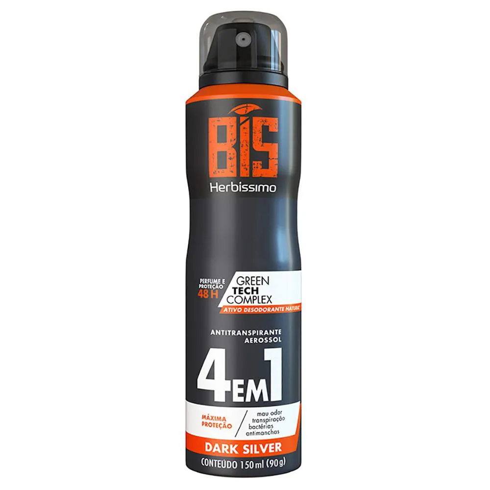 Desodorante Antitranspirante Aerosol Herbíssimo Bis Dark Silver 48h 150ml