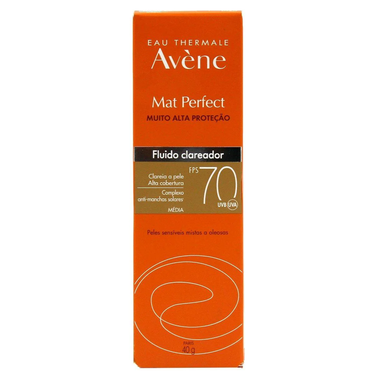 PROTETOR SOLAR FACIAL AVèNE MAT PERFECT FLUIDO CLAREADOR MéDIA FPS70 COM 40G