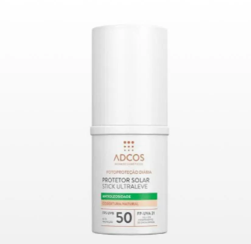 Protetor Solar Facial Cor Beige Adcos Fotoproteção Diária Stick Ultraleve Fps50 15G 