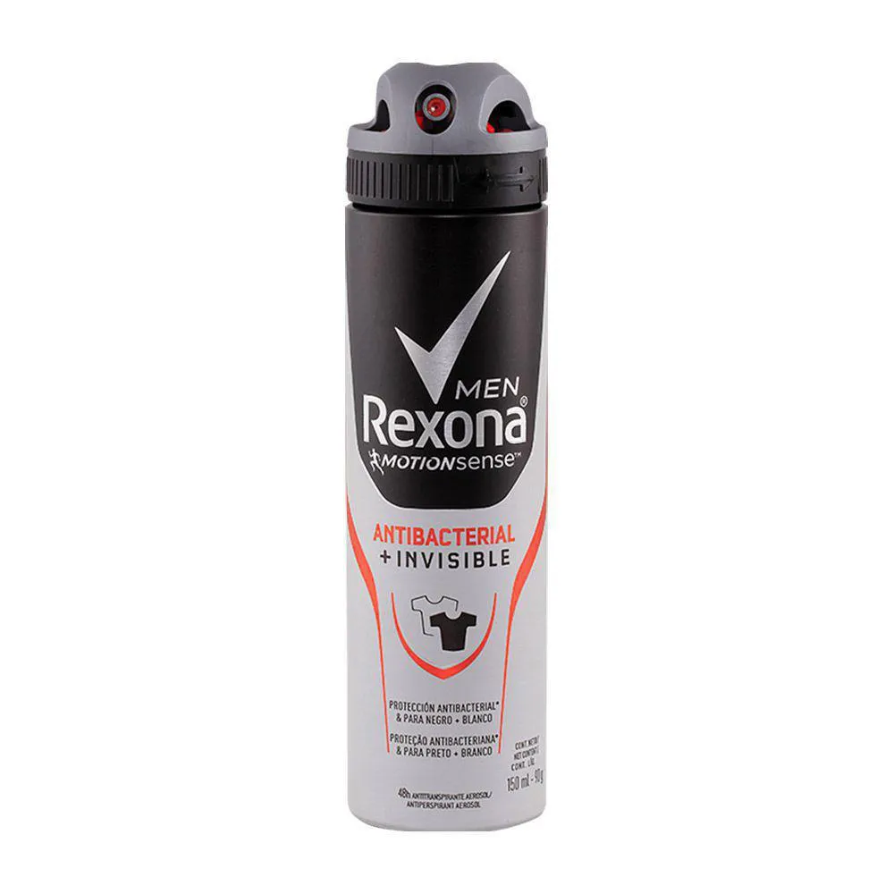 Desodorante Antitranspirante Aerosol Rexona Men Antibacterial + Invisible 72h 150ml