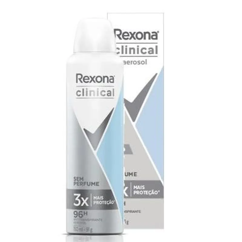 Desodorante Antitranspirante Aerosol Rexona Clinicial Sem Perfume 48h 150ml
