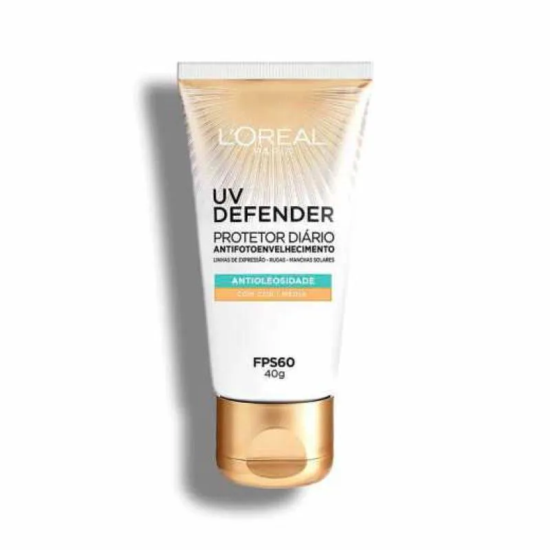 PROTETOR SOLAR FACIAL L´ORÉAL UV DEFENDER ANTIOLEOSIDADE COR MÉDIA FPS 60 - 40G