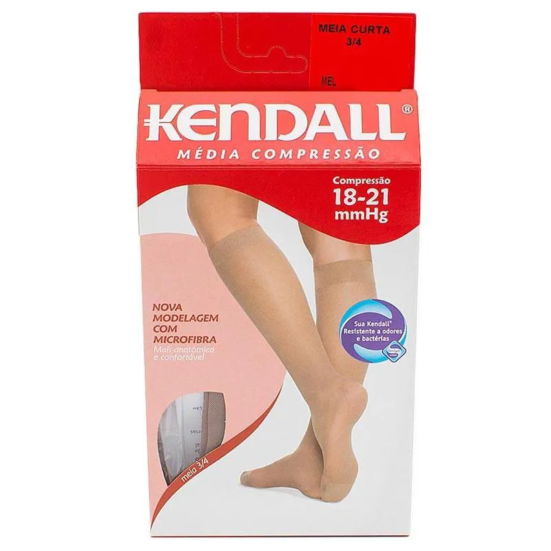 MEIA KENDALL CURTA MÉDIA COMPRESSÃO COR MEL