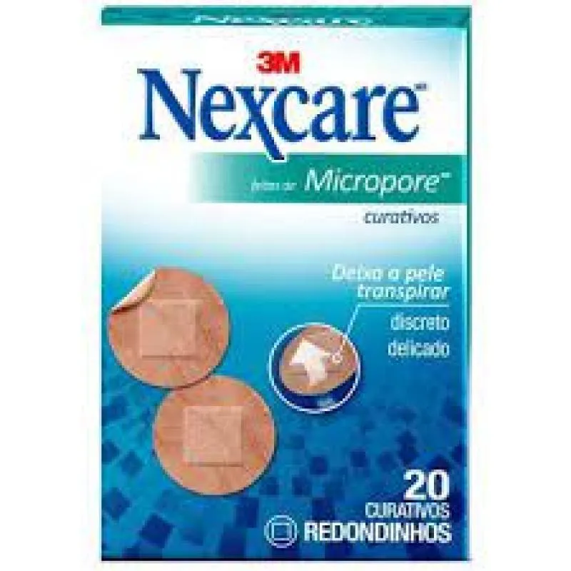 CURATIVO NEXCARE MICROPOROSO REDONDO 3M 20 UNIDADES