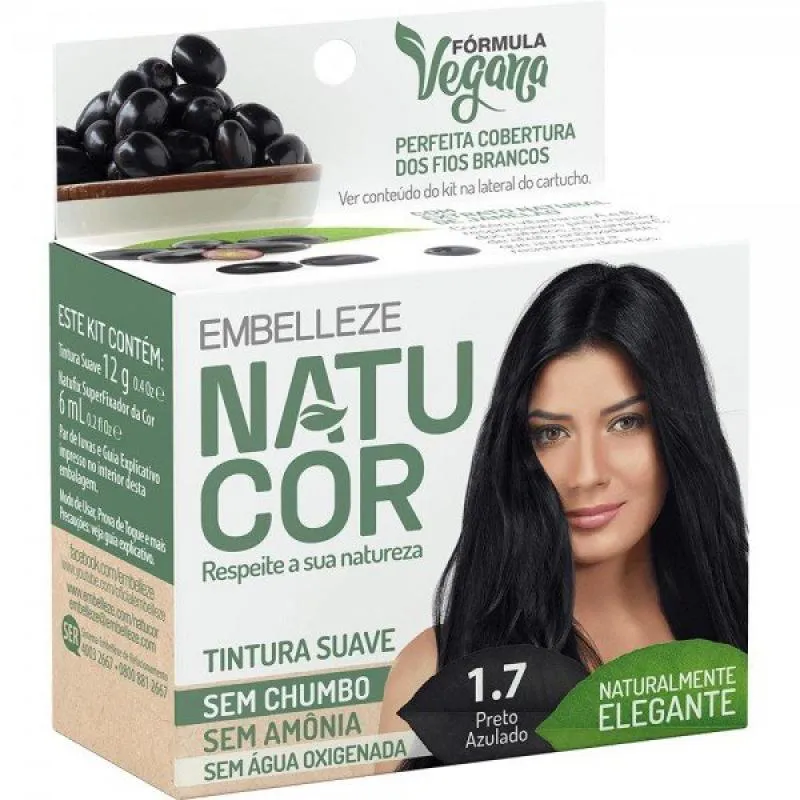TINT NATUCOR KIT 1,7 JAMELAO PRETO AZULADO
