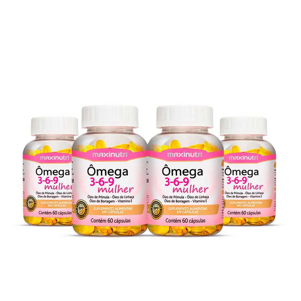 KIT 04 ÔMEGA 3-6-9 MULHER 60 CAPSULAS MAXINUTRI