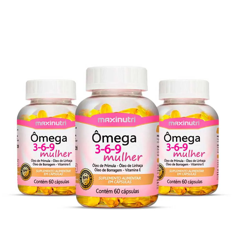 KIT 03 ÔMEGA 3-6-9 MULHER 60 CAPSULAS MAXINUTRI