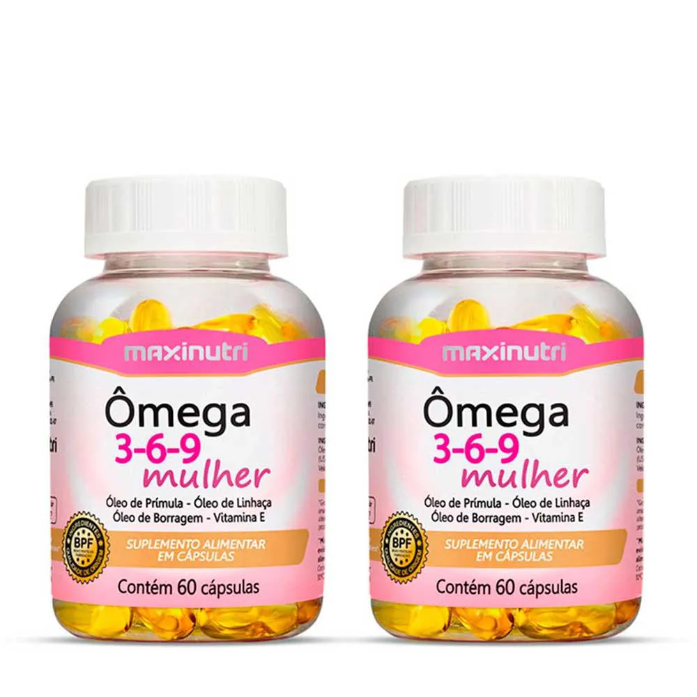 KIT 02 ÔMEGA 3-6-9 MULHER 60 CAPSULAS MAXINUTRI