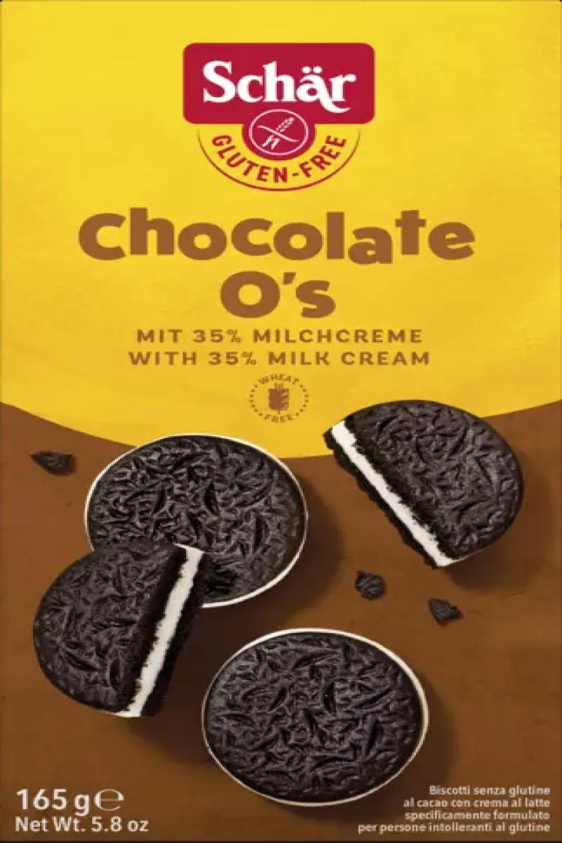 BISCOITO DE CHOCOLATE O'S SEM GLúTEN SCHäR 165G