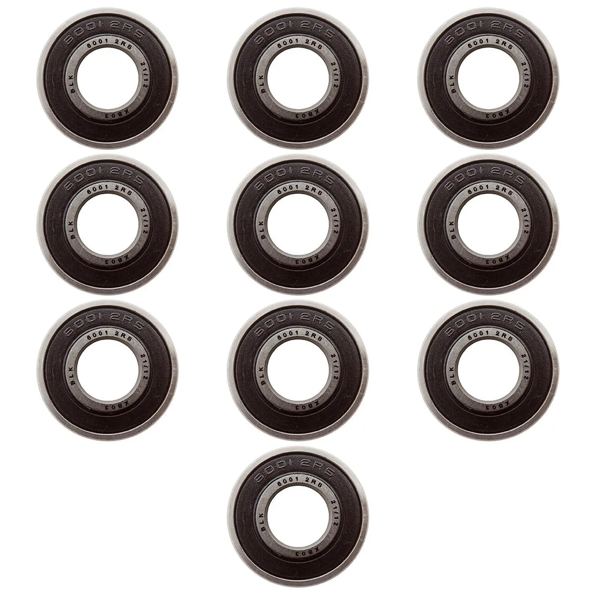KIT 10 ROLAMENTO 6001-2RS RíGIDO DE ESFERA PRETO/PRATA