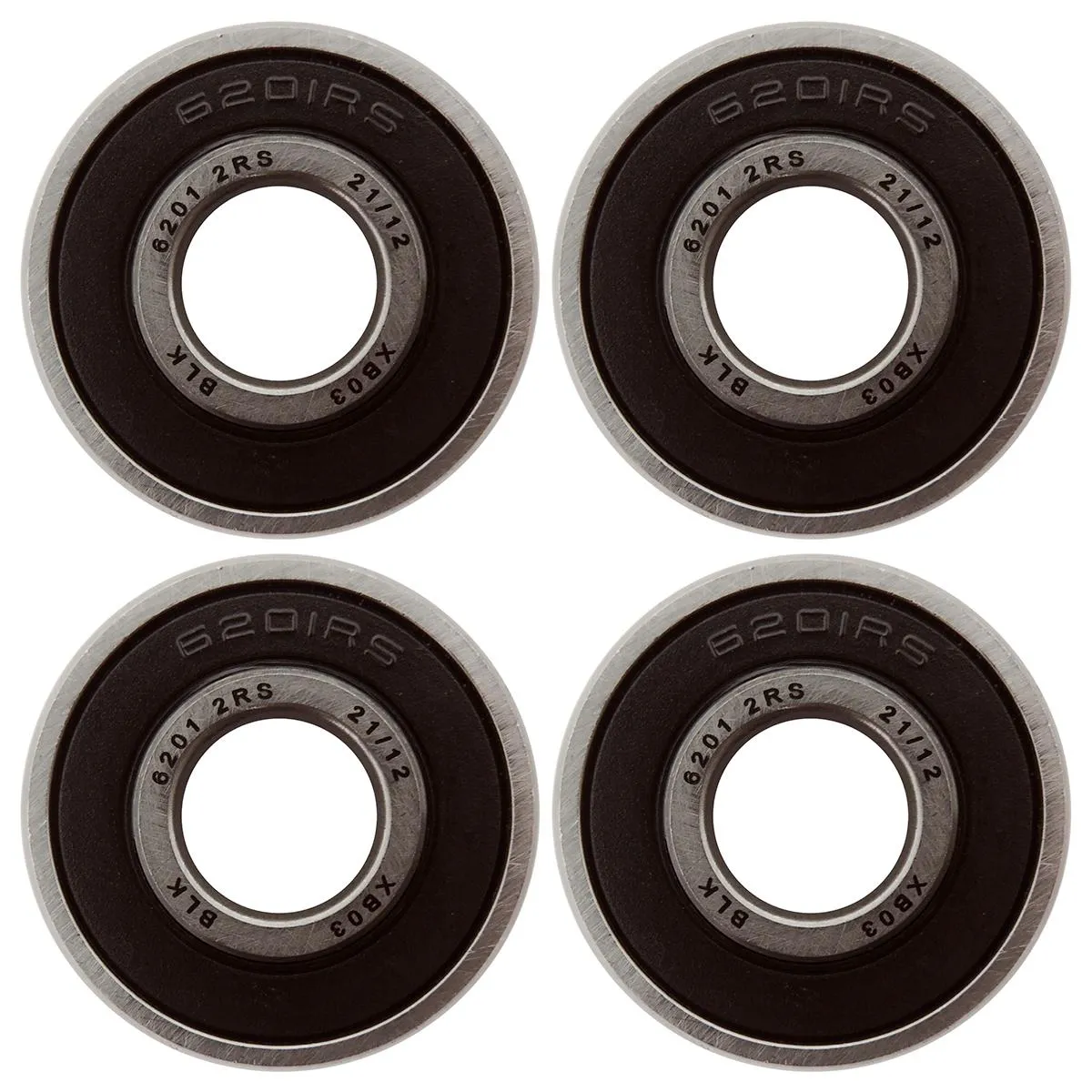KIT 4 ROLAMENTO 6201-2RS RíGIDO DE ESFERA PRETO/PRATA
