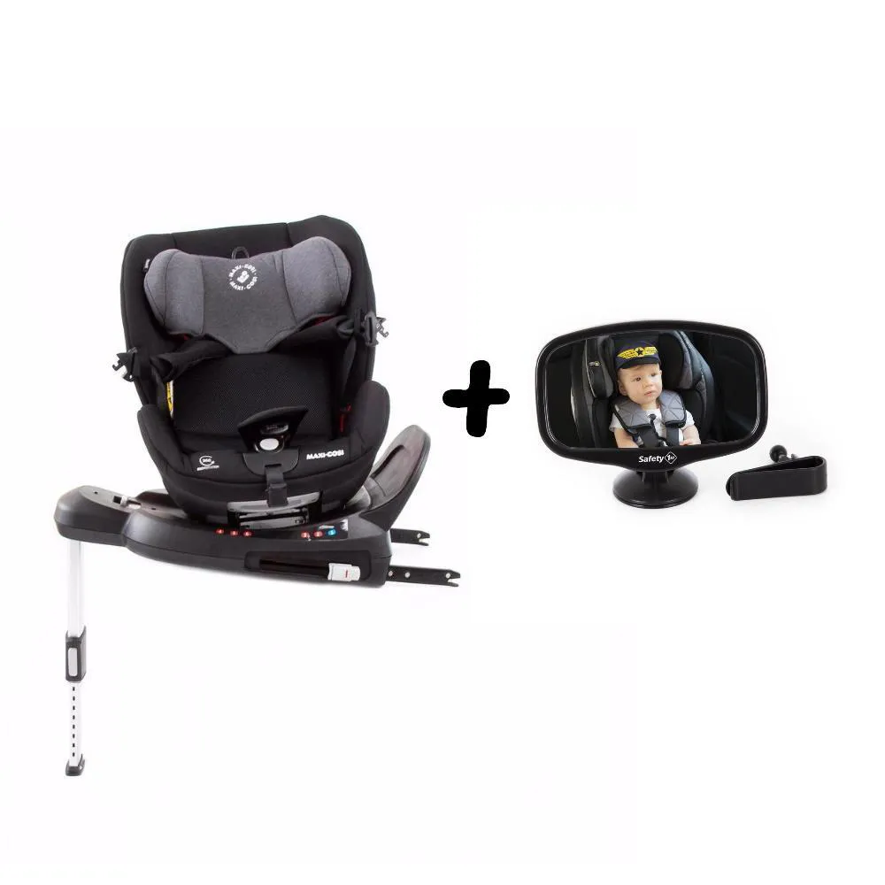 CADEIRINHA DE CARRO SPINEL 360º MAXI-COSI 0 A 36 KG AUTHENTIC BLACK + ESPELHO 2 EM 1