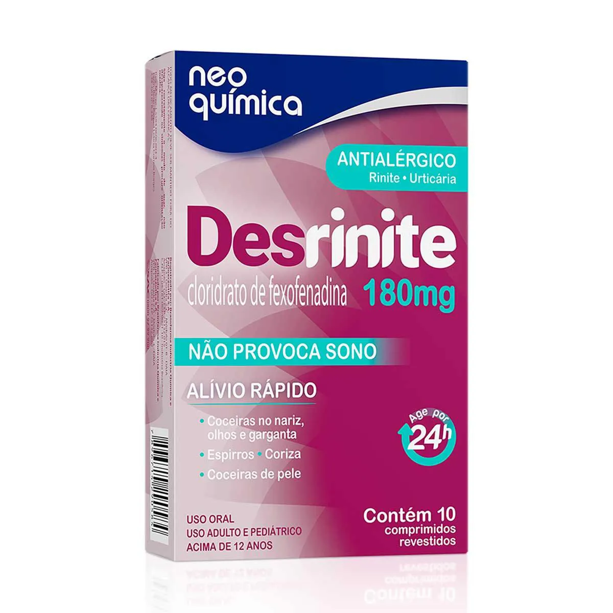 Desrinite 180mg - Cloridrato de Fexofenadina - 10 comprimidos