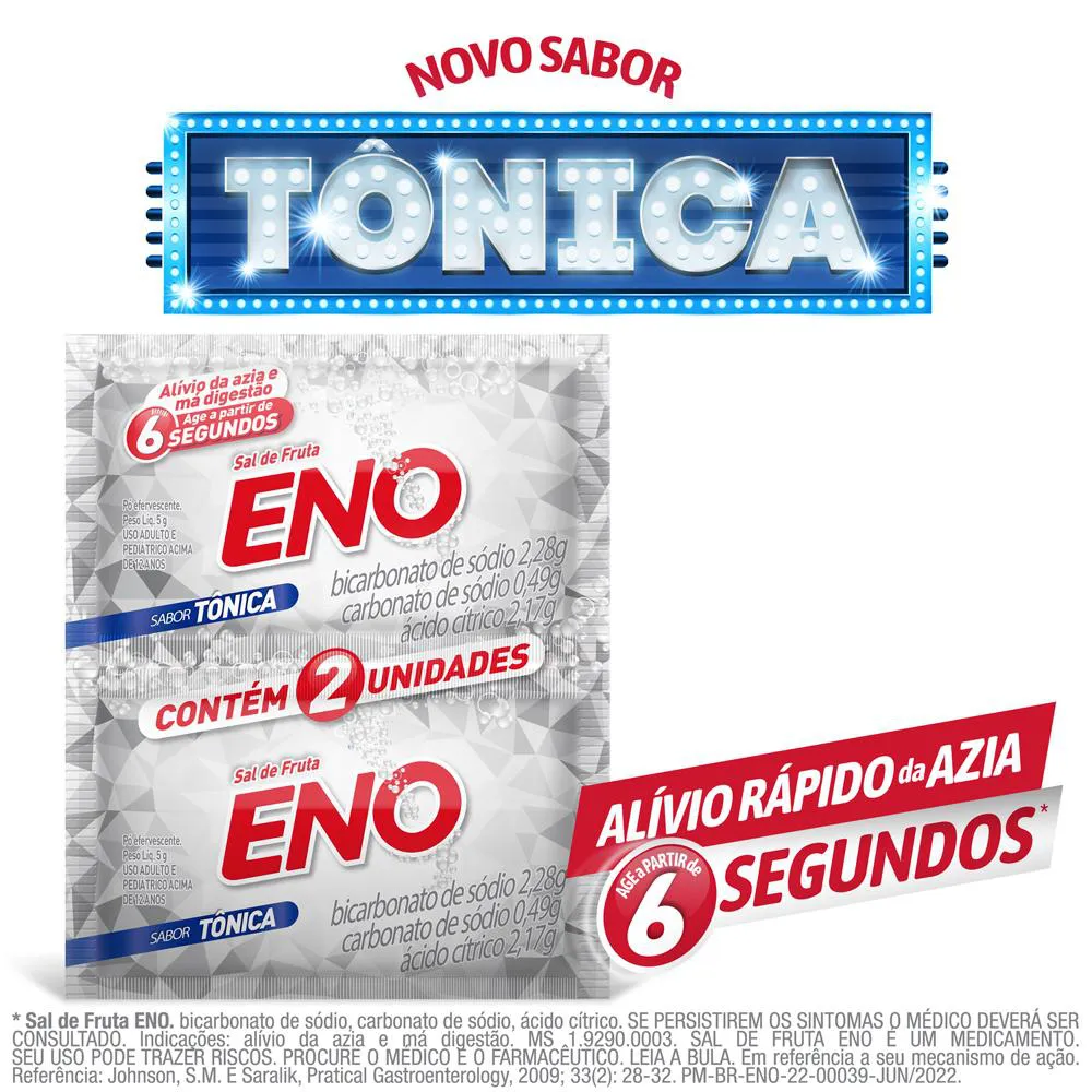 Sal de Frutas Eno Sabor Tônica 2 envelopes com 5g cada