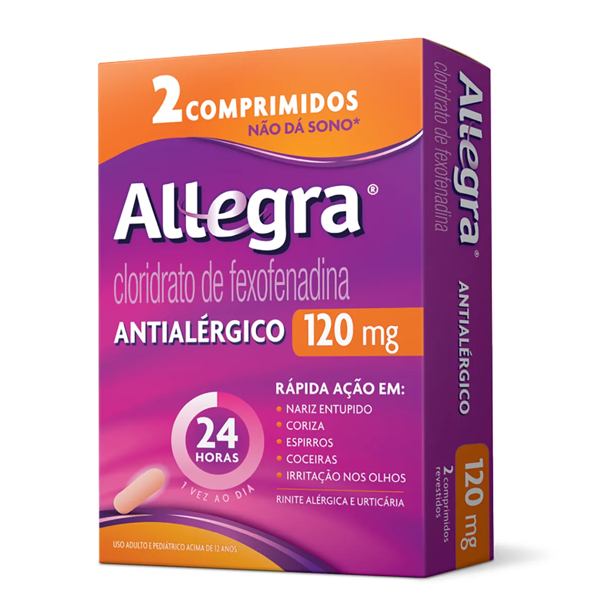 Antialérgico Allegra 120mg 2 comprimidos: veja o preço, bula e para que ...