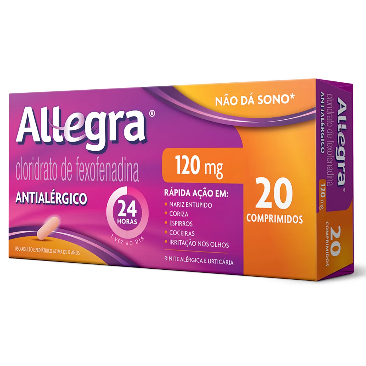 Antialérgico Allegra 120mg 20 comprimidos: veja o preço, bula e para ...