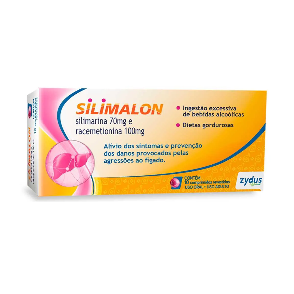 Silimalon Silimarina 70mg + Racemetionina 100mg 10 comprimidos