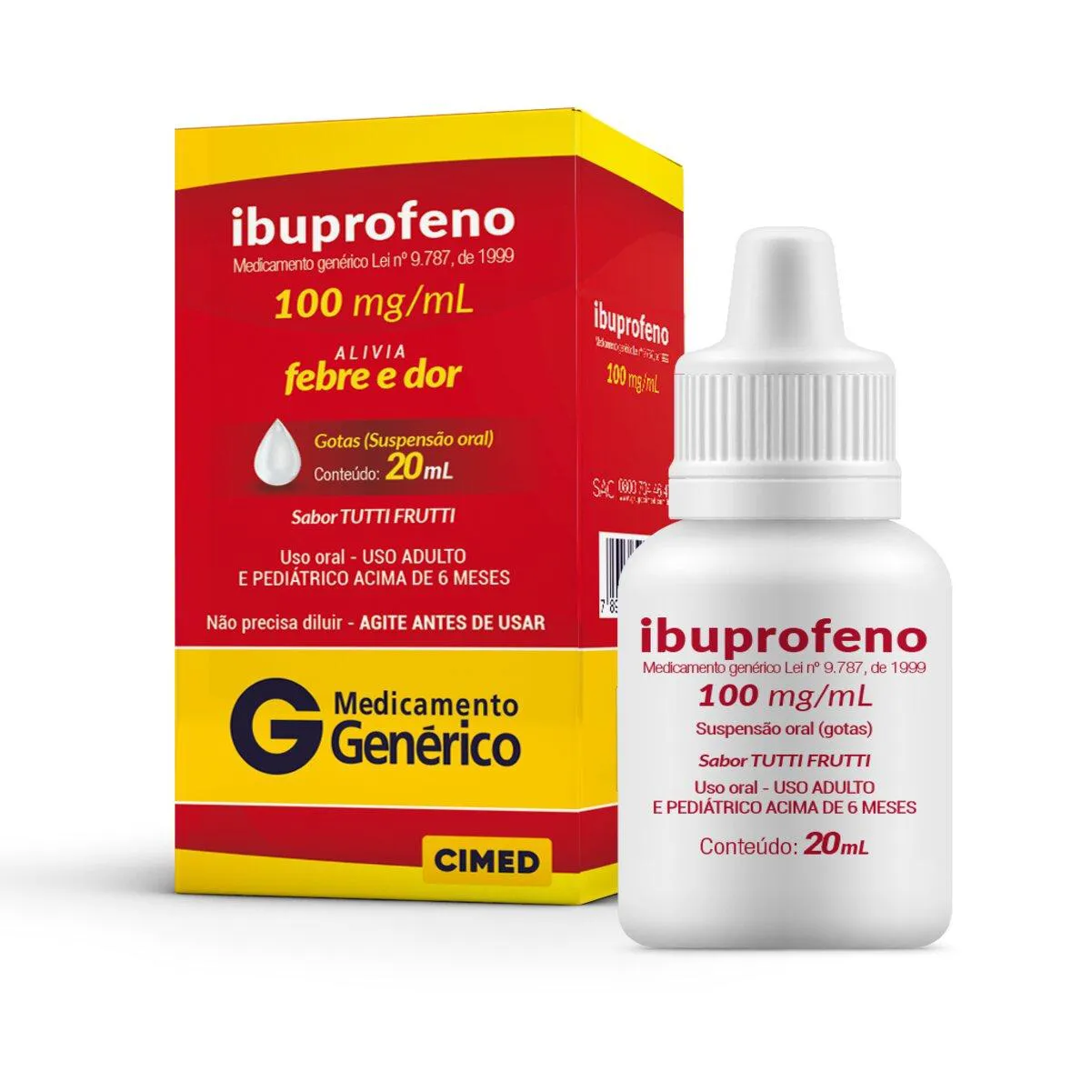 Ibuprofeno 100mg/ml Cimed Gotas 20ml: Encontre online | Droga Raia