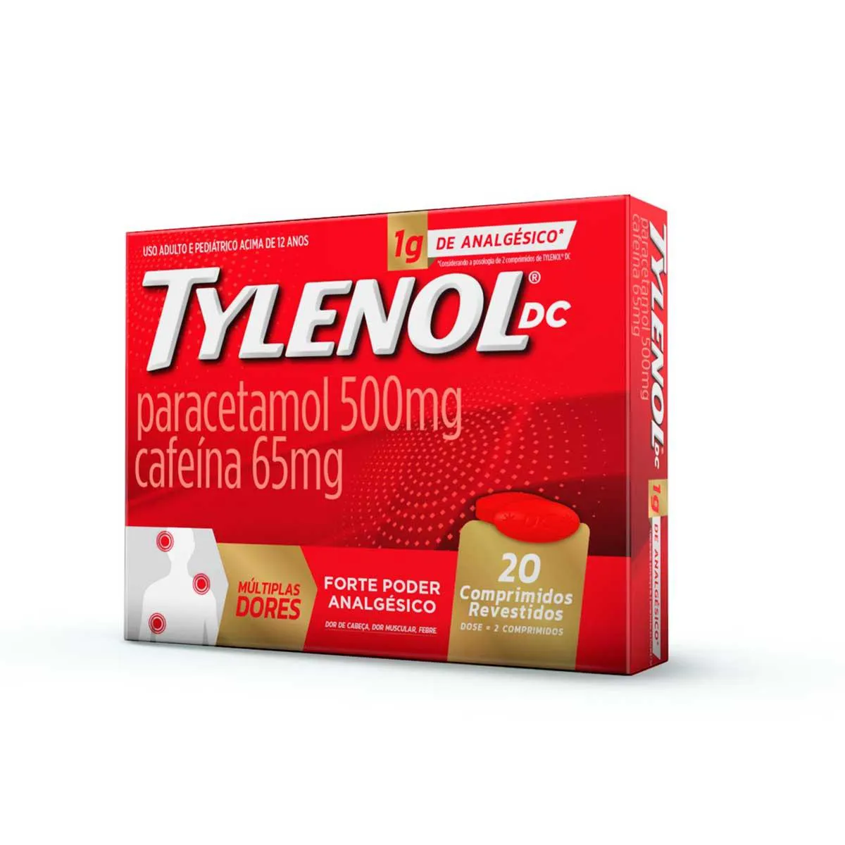 Tylenol DC Múltiplas Dores 1g + 130mg comprimidos - preço e bula | Drogasil
